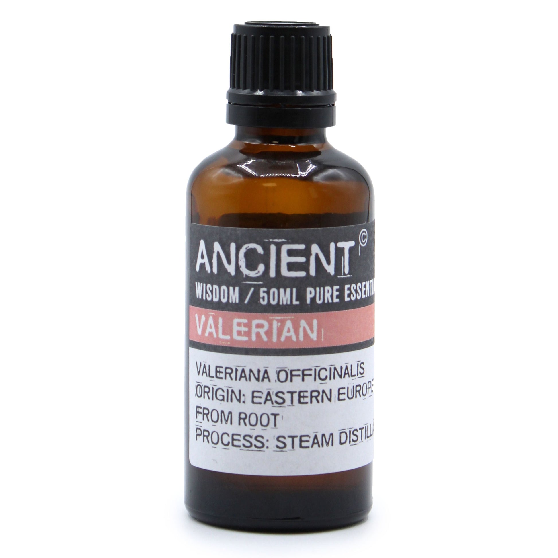 Polished Valerian Essential Oil 50ml featuring natural patterning and unique variations - Luna Panther