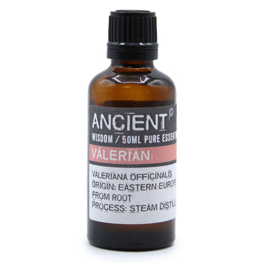 Polished Valerian Essential Oil 50ml featuring natural patterning and unique variations - Luna Panther