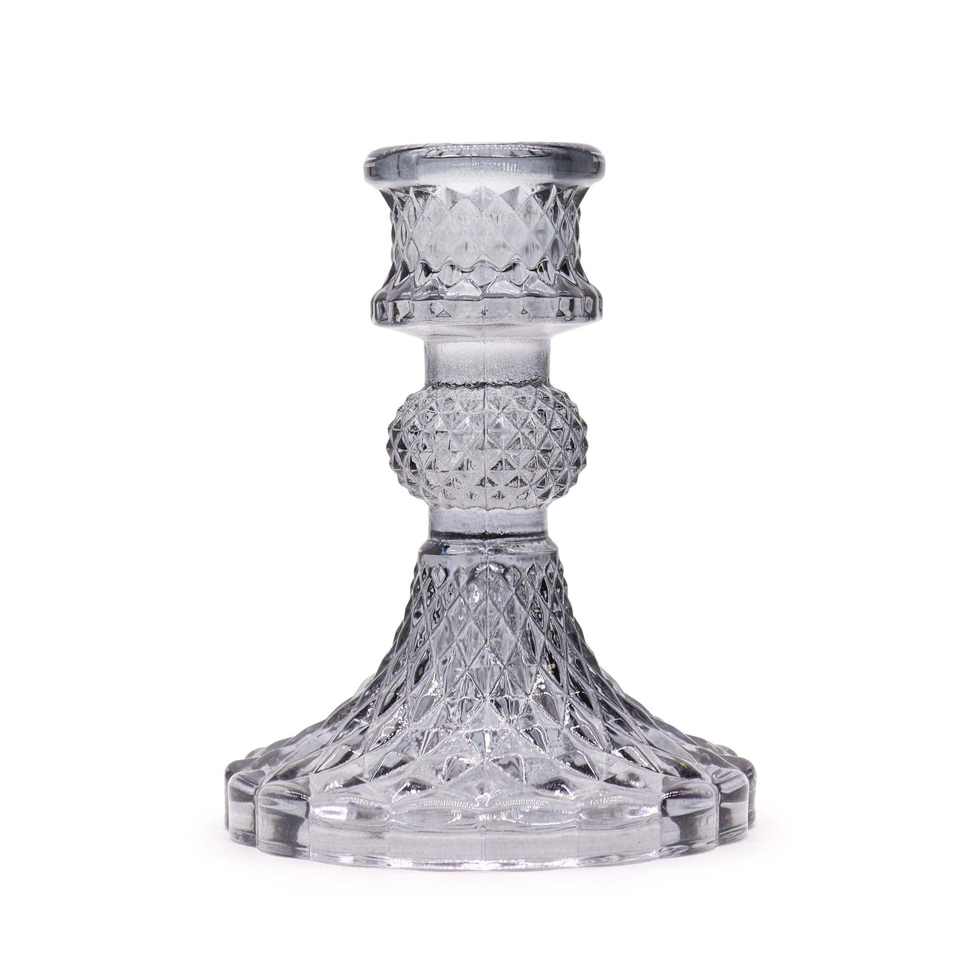 Polished Vintage Dinner Candle Holder - Midnight Grey featuring natural patterning and unique variations - Luna Panther