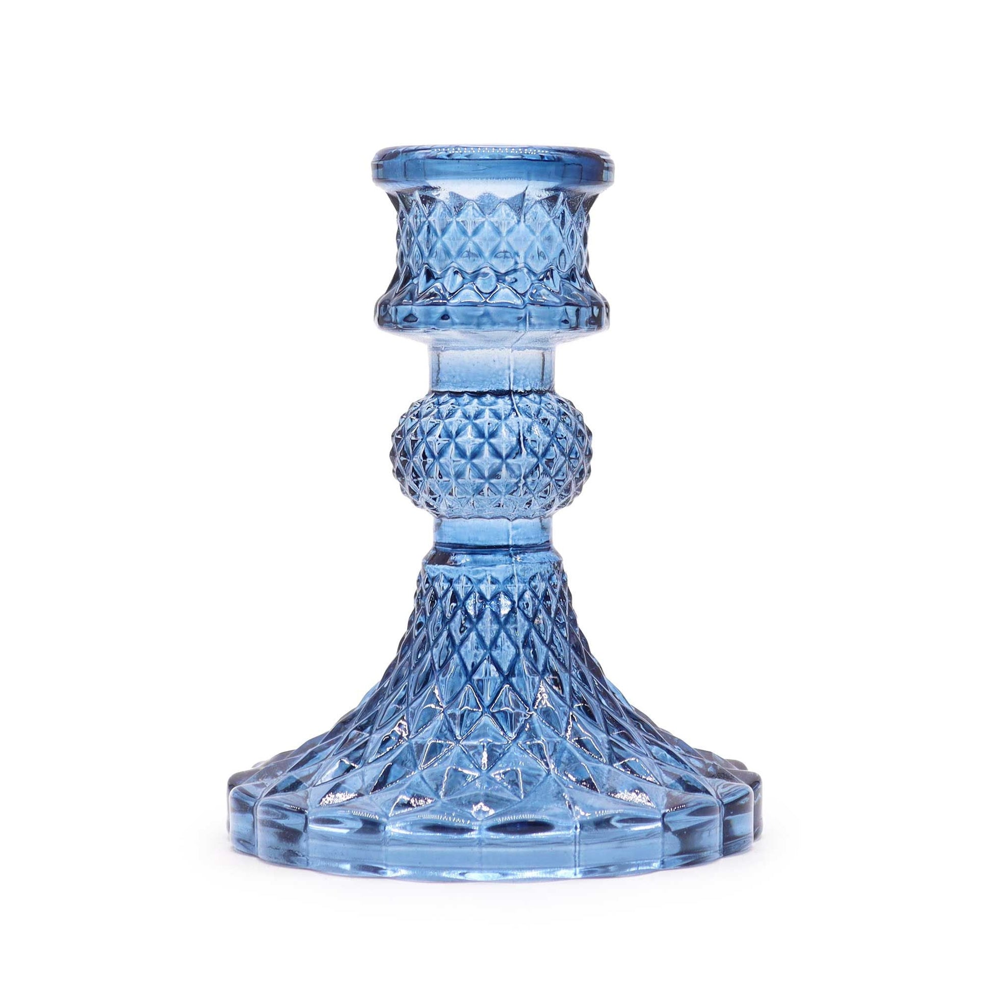 Polished Vintage Dinner Candle Holder - Royal Blue featuring natural patterning and unique variations - Luna Panther
