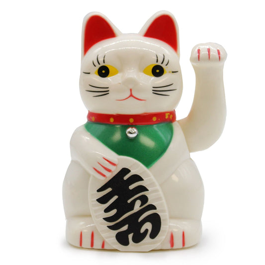 Polished White Money Cat - 15cm featuring natural patterning and unique variations - Luna Panther