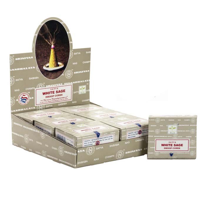Polished White Sage Dhoop Cones featuring natural patterning and unique variations - Luna Panther