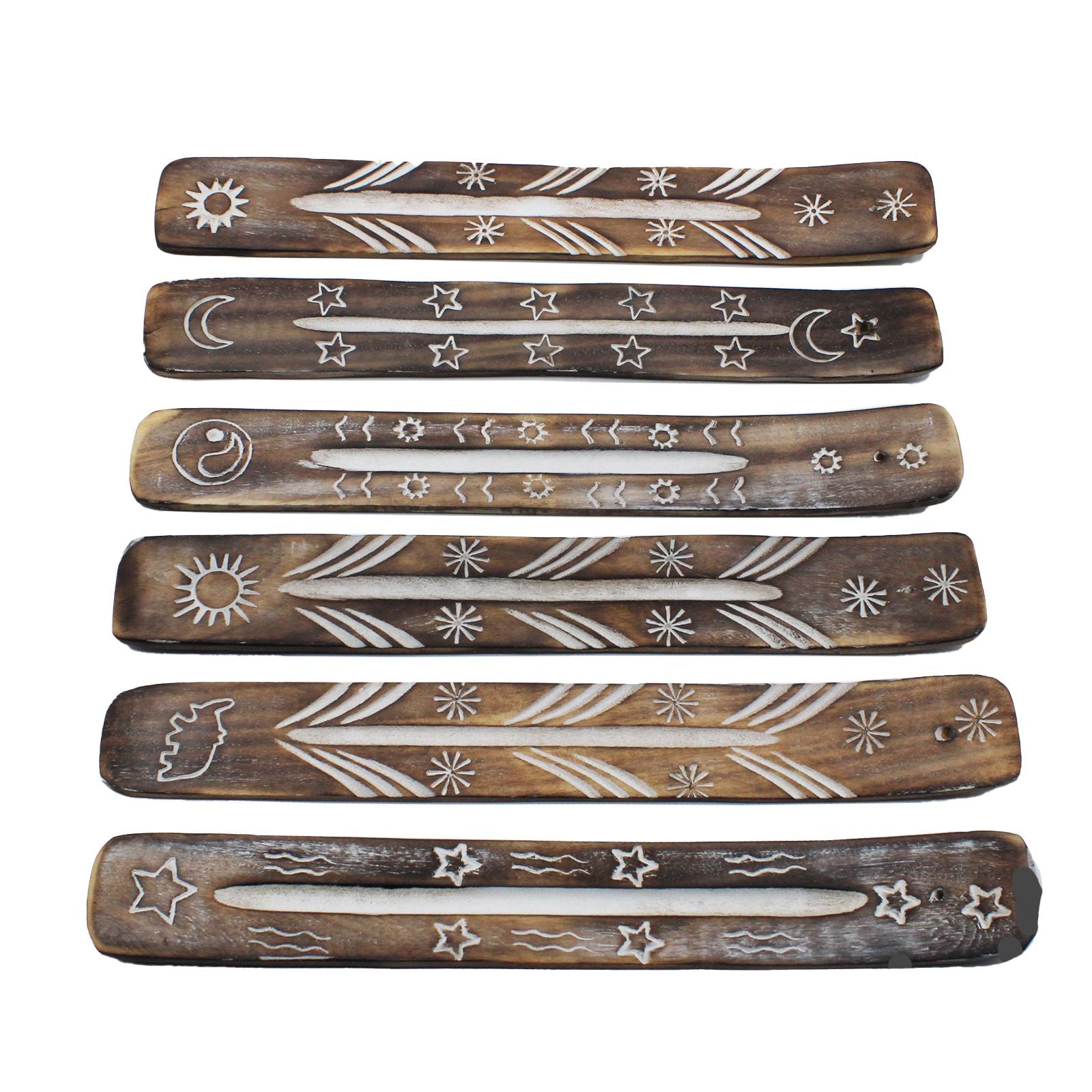 Polished White Washed Incense Holder - Simple featuring natural patterning and unique variations - Luna Panther