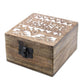 White Washed Wooden Box - 4x4 Slavic Design - Luna Panther