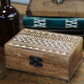White Washed Wooden Box - 6x4 Aztec Design - Luna Panther
