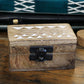 White Washed Wooden Box - Pill Box Aztec Design - Luna Panther