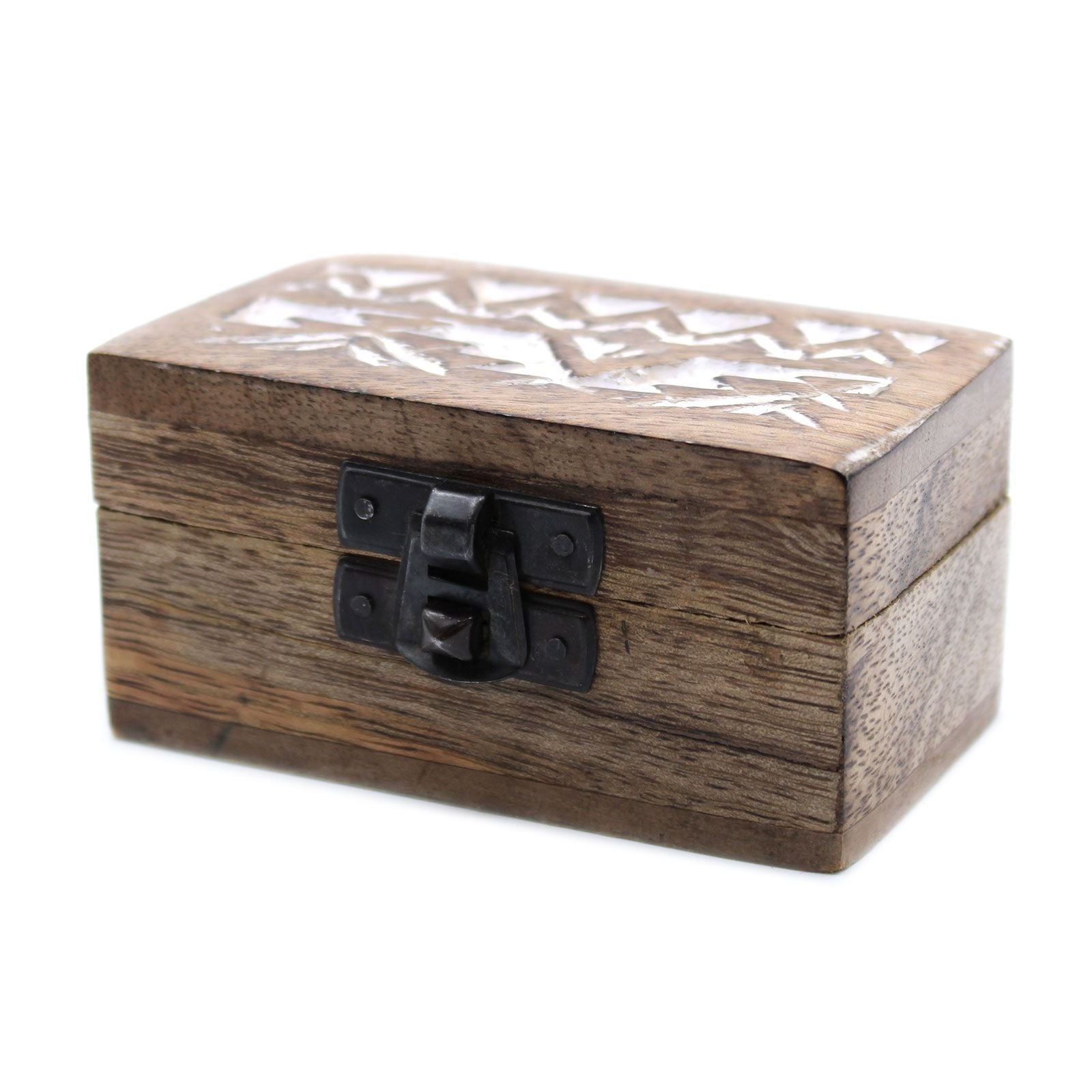 White Washed Wooden Box - Pill Box Slavic Design - Luna Panther