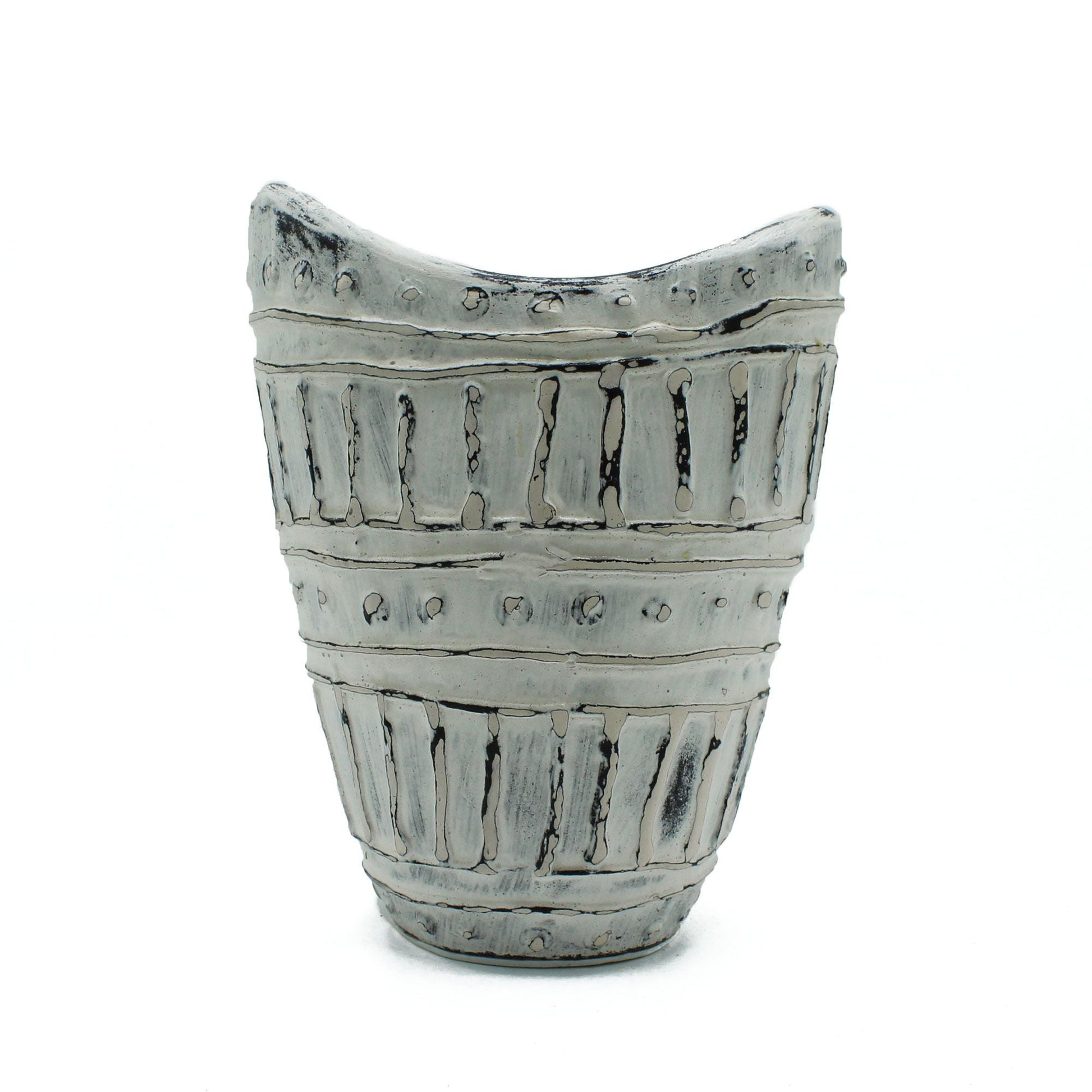 Wide Neck Shaped Vase - Cream 22cm - Luna Panther