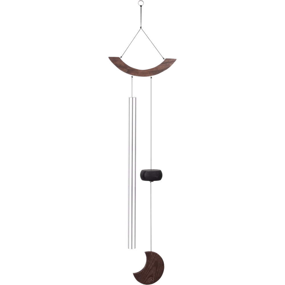 Polished Luna Panther Wind Chimes Moon Meditation Chime 49" / 125 cm, 432 Hz, Curved Suspension, Silver - MMC49S featuring natural patterning - Luna Panther