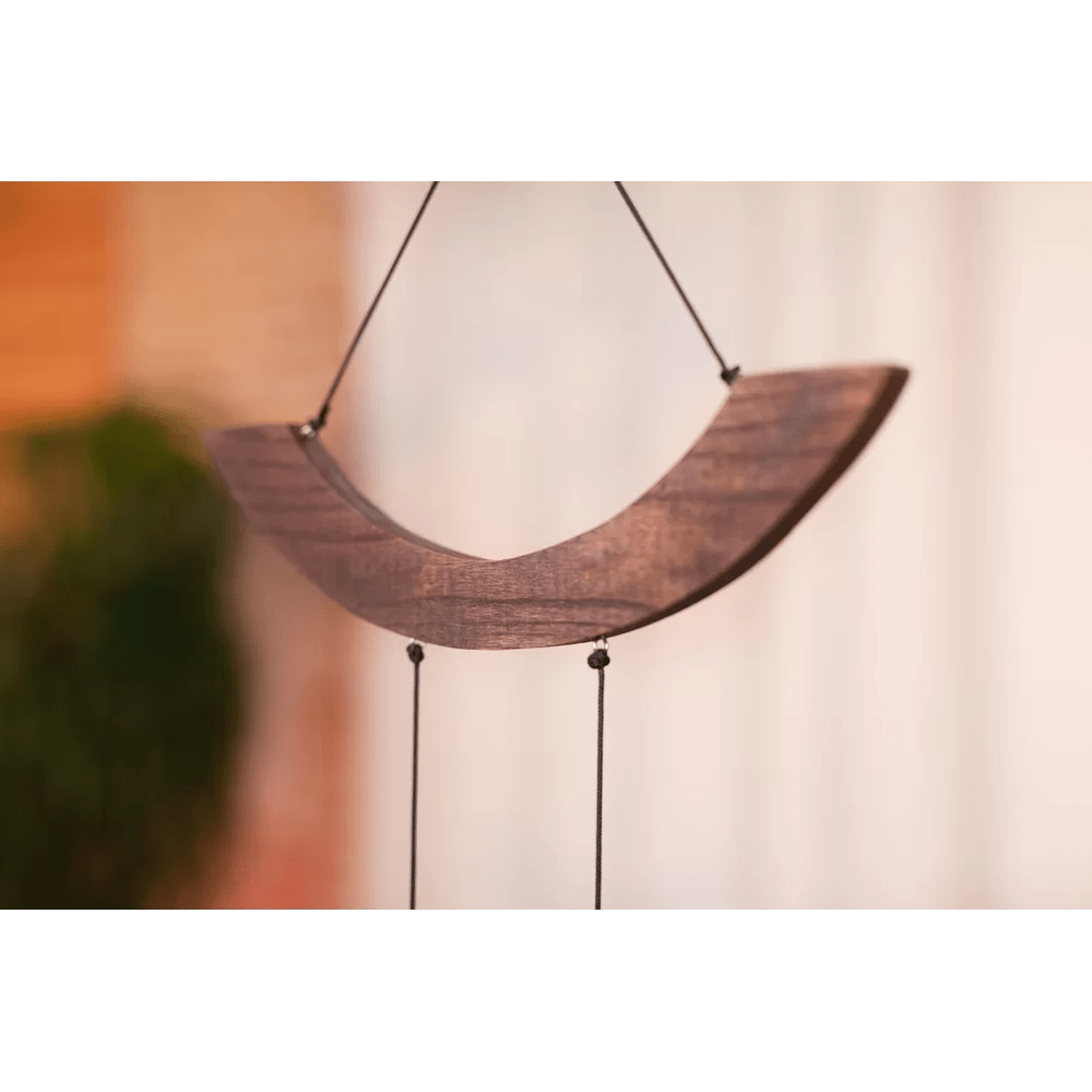 Polished Wind Chimes Moon Meditation Chime 49 125 Cm 432 Hz Curved Suspension Silver Mmc49S featuring natural patterning and unique variations - Luna Panther
