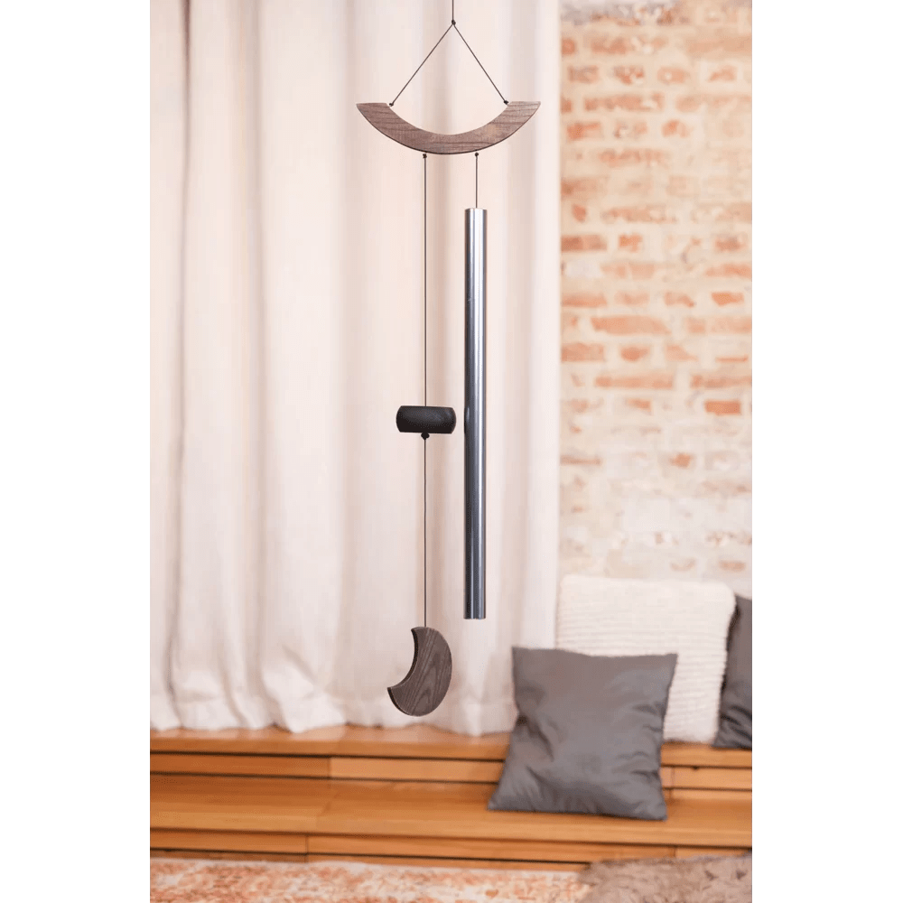 Polished Wind Chimes Moon Meditation Chime 49 125 Cm 432 Hz Curved Suspension Silver Mmc49S featuring natural patterning and unique variations - Luna Panther