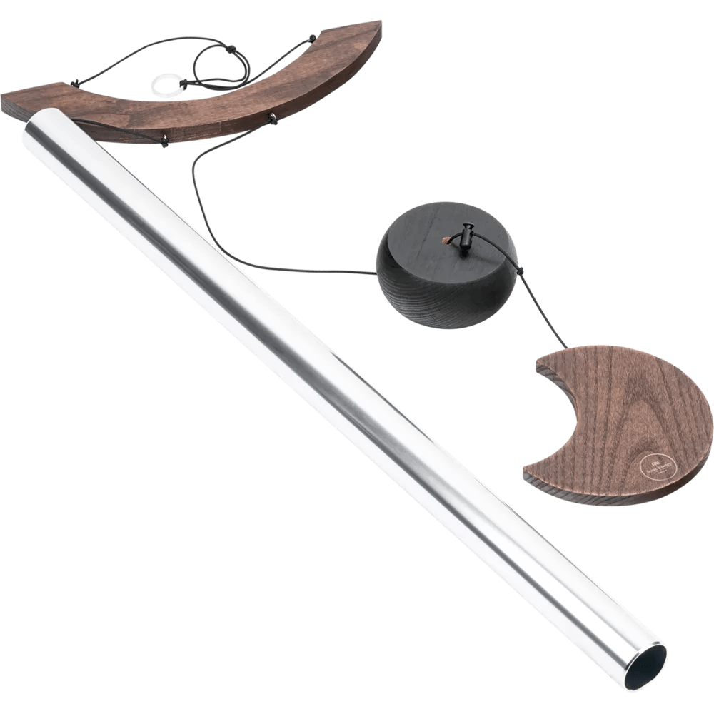 Polished Wind Chimes Moon Meditation Chime 49 125 Cm 432 Hz Curved Suspension Silver Mmc49S featuring natural patterning and unique variations - Luna Panther