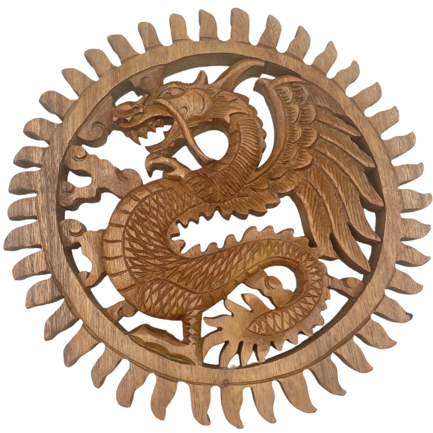 Polished Winged Sun Dragon Plaque Carving - 30m featuring natural patterning and unique variations - Luna Panther