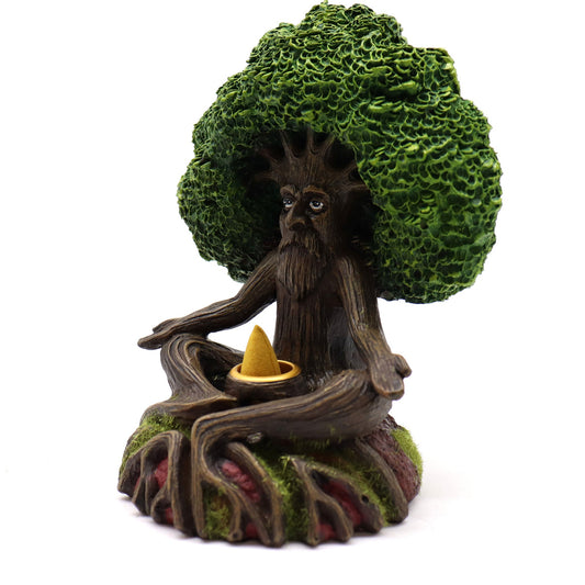 Polished Wise Old Tree Man Of The Forest Backflow Incense Burner featuring natural patterning and unique variations - Luna Panther alternate view