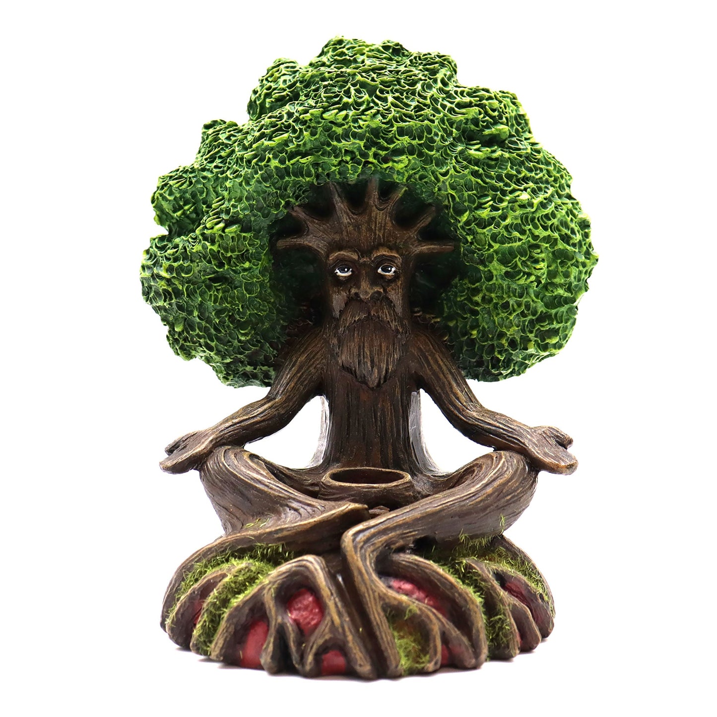 Polished Wise Old Tree Man of the Forest Backflow Incense Burner featuring natural patterning and unique variations - Luna Panther