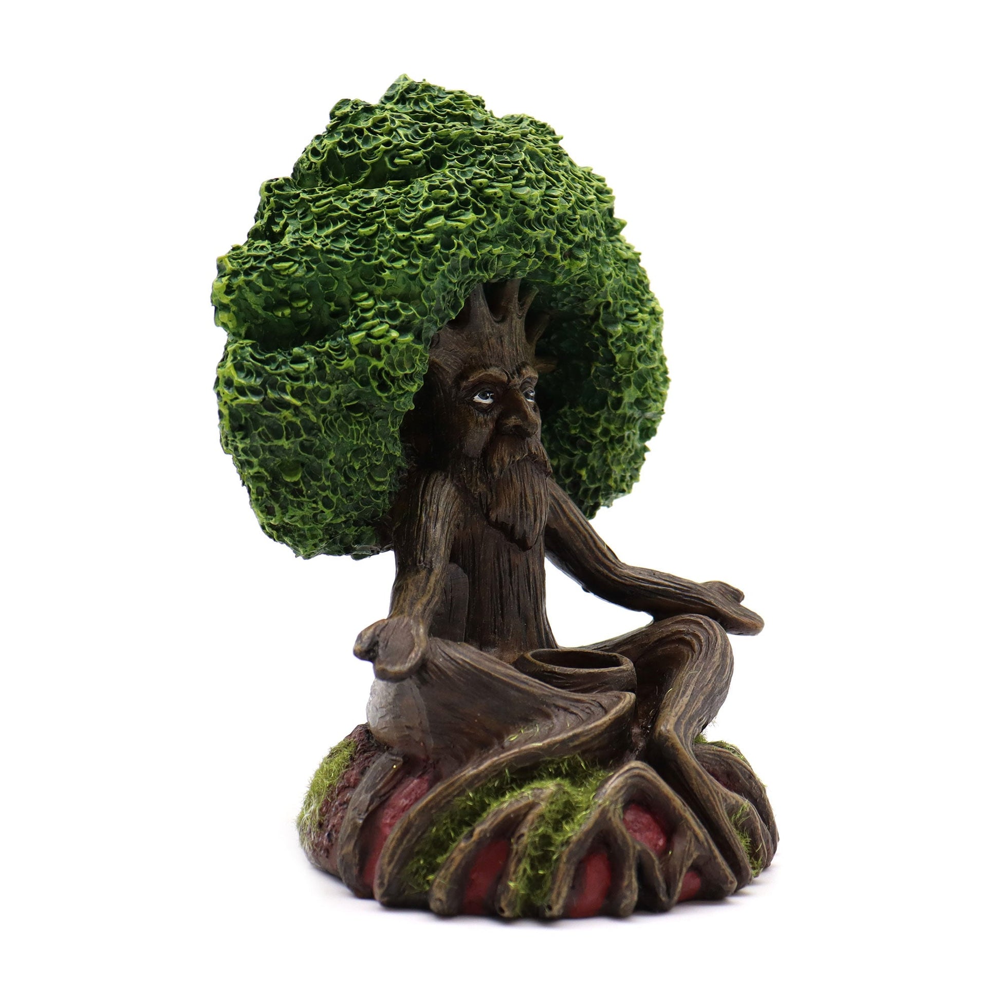 Polished Wise Old Tree Man Of The Forest Backflow Incense Burner featuring natural patterning and unique variations - Luna Panther