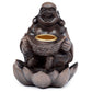 Polished Wood Effect Lucky Buddha Backflow Incense Burner featuring natural patterning and unique variations - Luna Panther