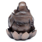 Polished Wood Effect Lucky Buddha Backflow Incense Burner featuring natural patterning and unique variations - Luna Panther
