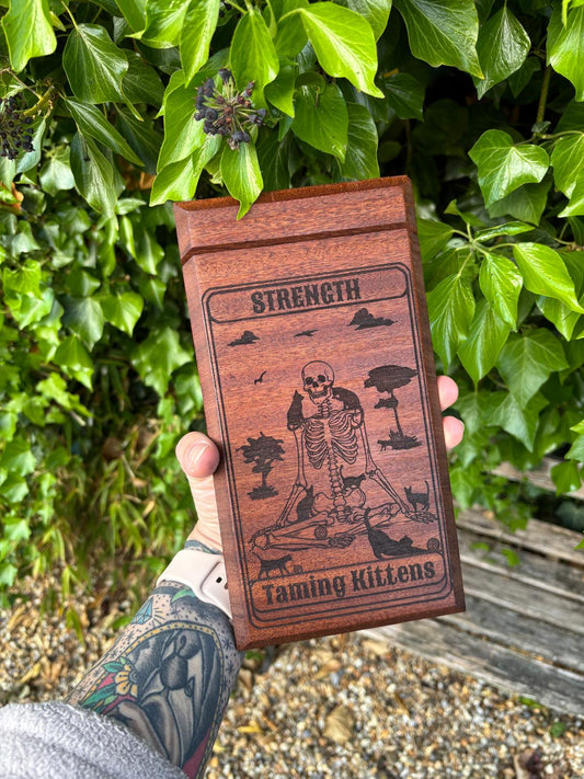 Polished Wood Tarot/Oracle Card Holder - Strength featuring natural patterning and unique variations - Luna Panther