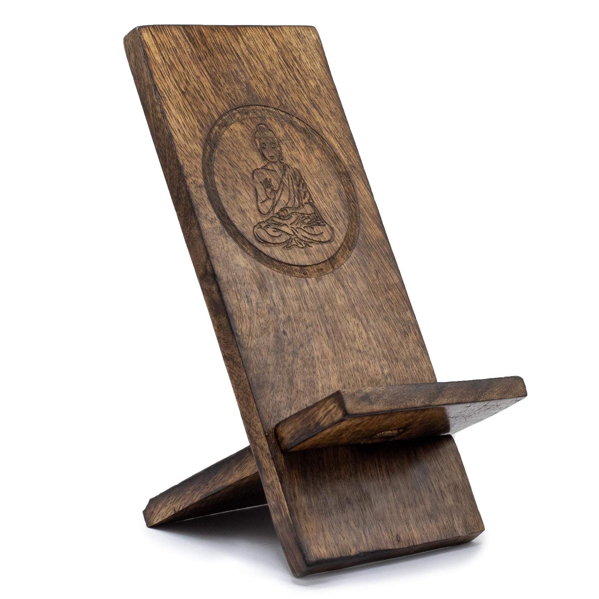 Wooden Carved Phone Stand - Buddha - Luna Panther