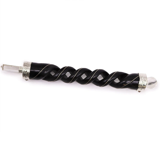 Polished Wooden Healing Stick Spiral Carving featuring natural patterning and unique variations - Luna Panther