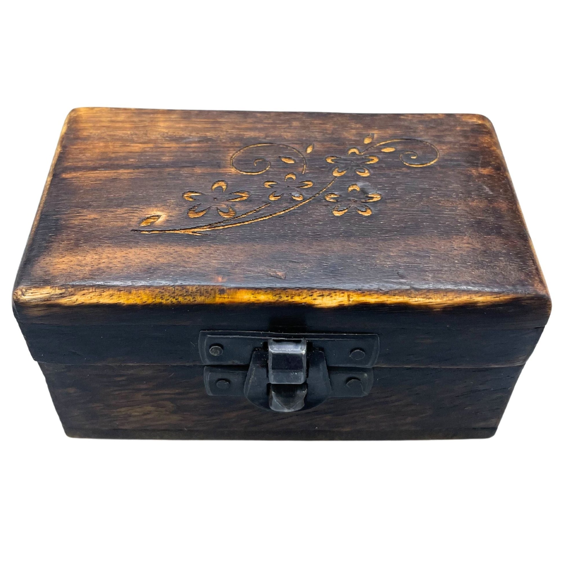Wooden Pill Box 9x5x4cm - Carved Designs - Assorted - Luna Panther