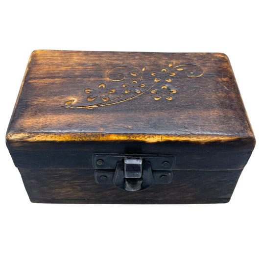 Wooden Pill Box 9x5x4cm - Carved Designs - Assorted - Luna Panther alternate view