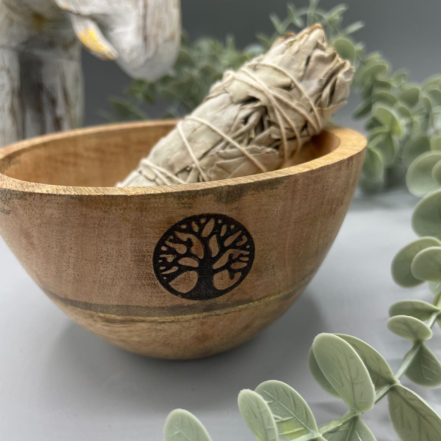 Wooden Smudge and Ritual Offerings Bowl - Tree of Life - 11x7cm - Luna Panther