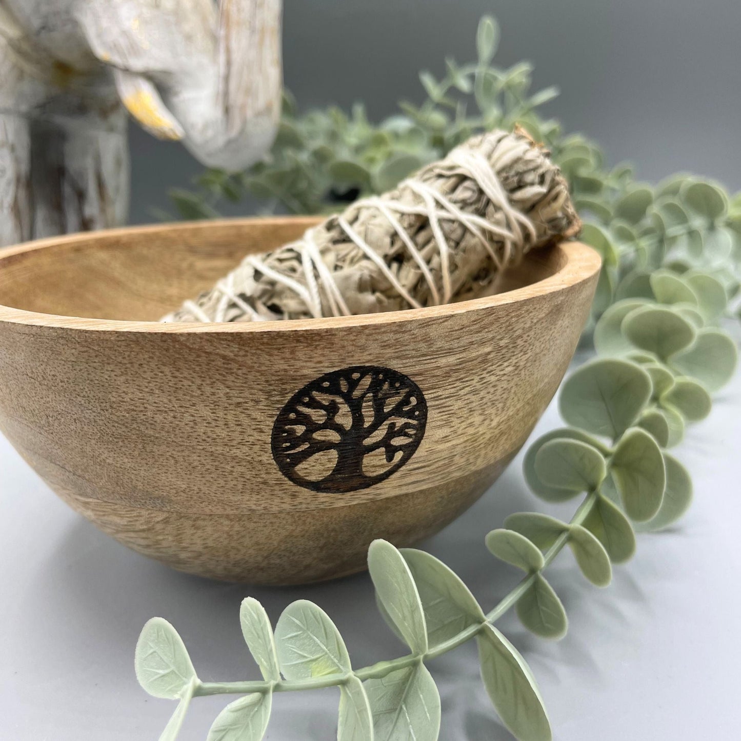 Wooden Smudge and Ritual Offerings Bowl - Tree of Life - 13x7cm - Luna Panther