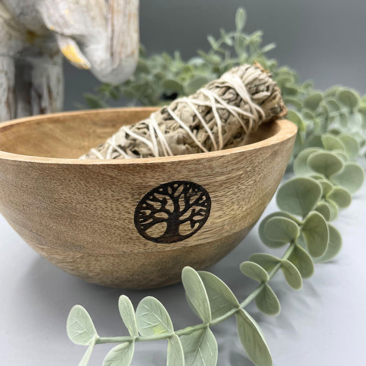 Wooden Smudge and Ritual Offerings Bowl - Tree of Life - 13x7cm - Luna Panther alternate view