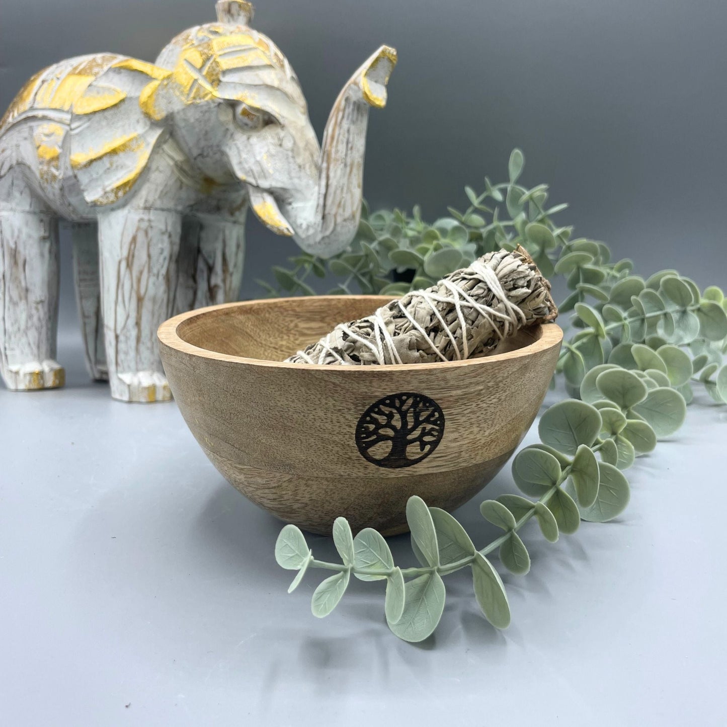 Wooden Smudge and Ritual Offerings Bowl - Tree of Life - 13x7cm - Luna Panther