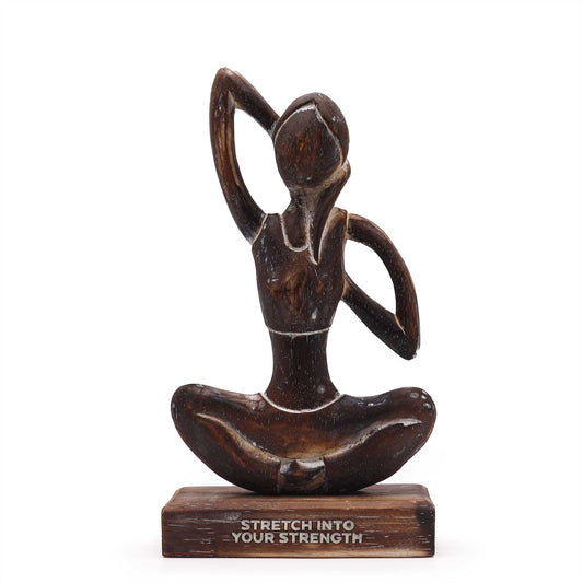 Wooden Yoga Lady – Antique – Cow Face Pose – "Stretch into Your Strength" - Luna Panther alternate view