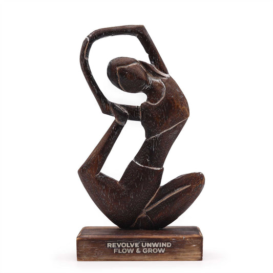 Wooden Yoga Lady – Antique – Revolved Pose – "Revolve Unwind – Flow & Grow" - Luna Panther