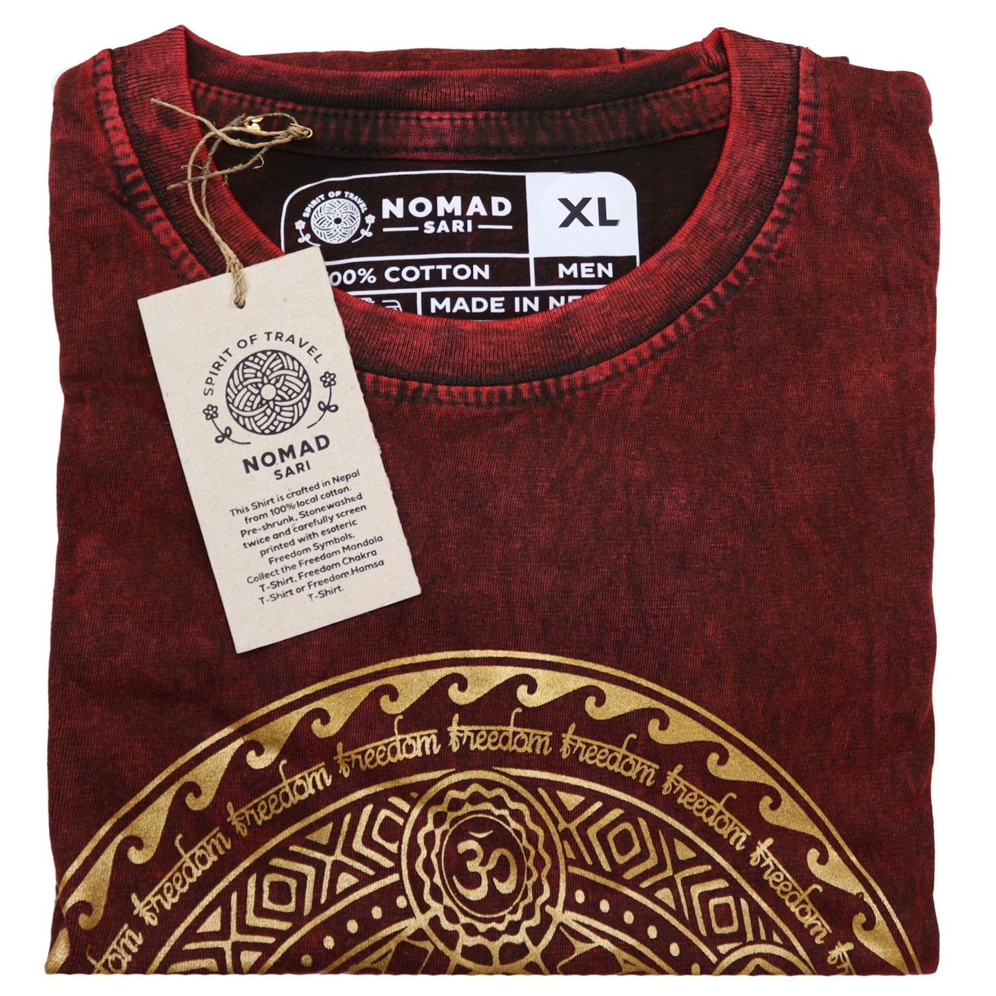 Polished XLarge Stone Washed T-Shirt - Chakra - Maroon featuring natural patterning and unique variations - Luna Panther
