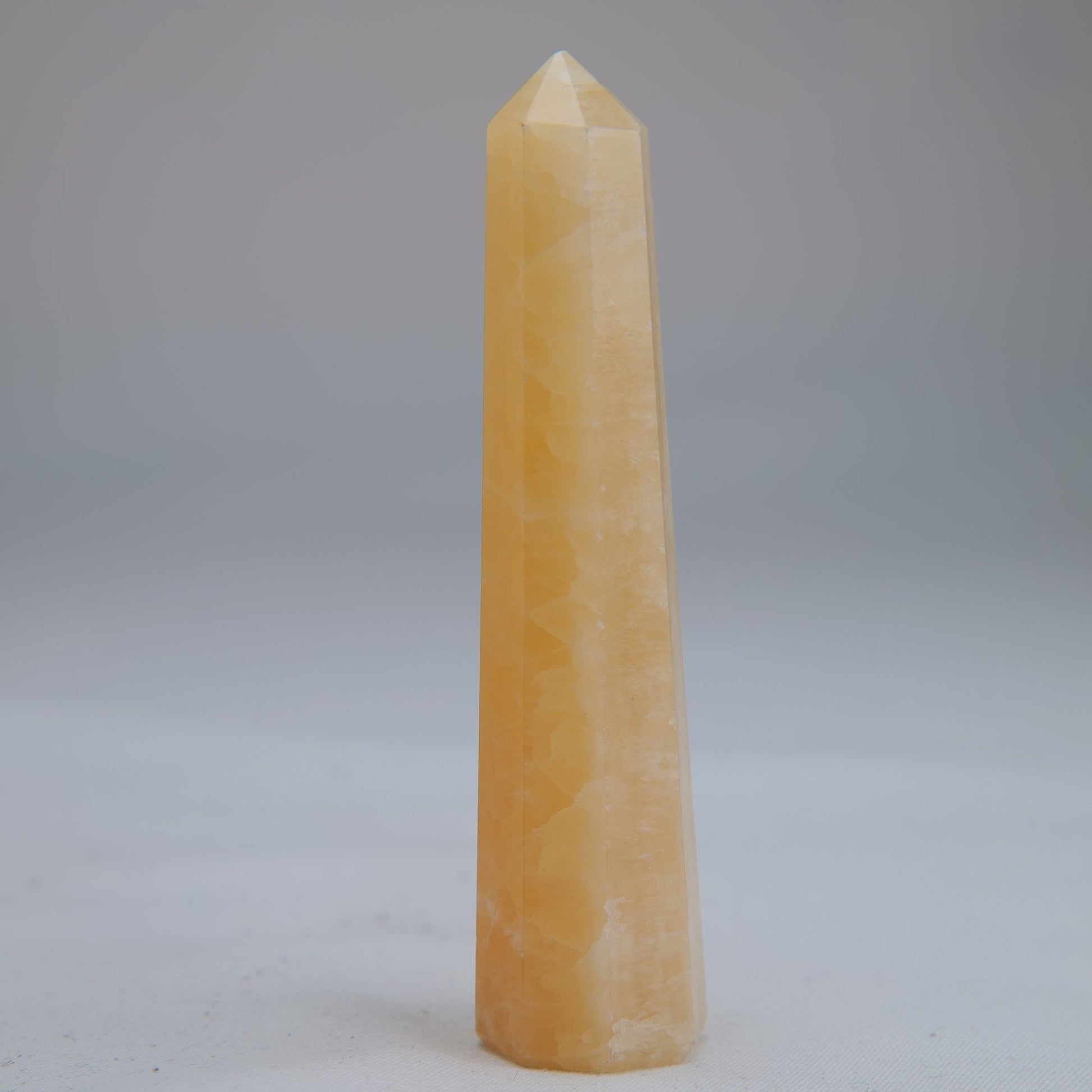 Yellow Banded Calcite Crystal Point 80mm 43g - Luna Panther