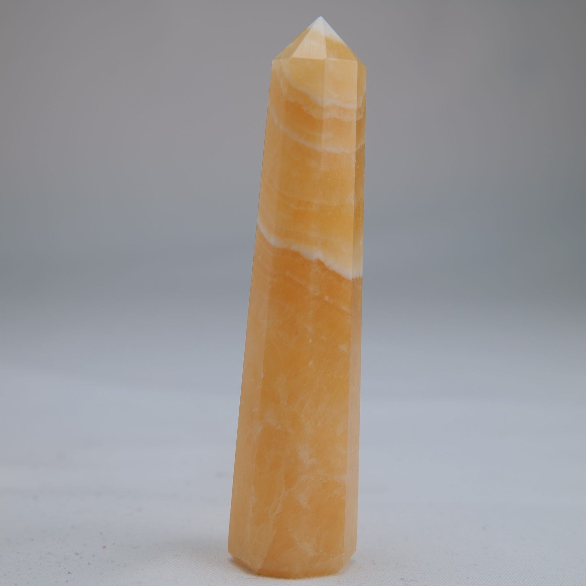Yellow Banded Calcite Point 57g - Luna Panther
