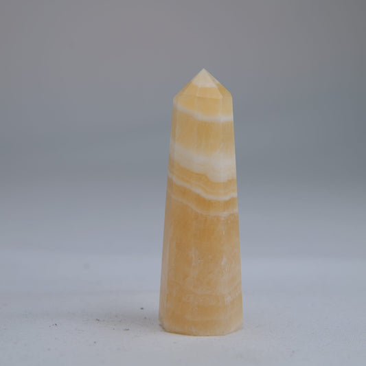 Yellow Banded Calcite Point 60mm 30g - Luna Panther