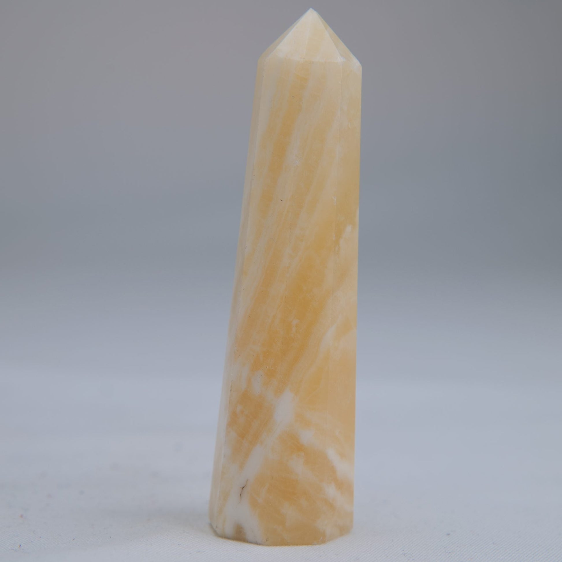 Yellow Banded Calcite Point 75mm 45g - Luna Panther