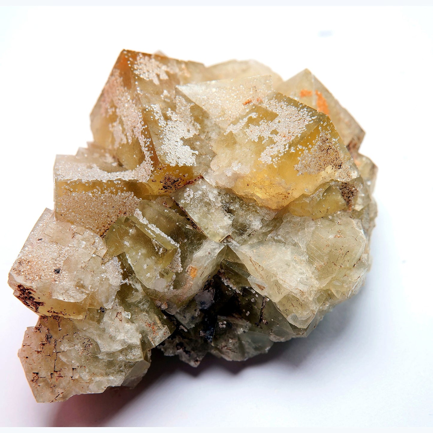 Yellow Fluorite Crystal Cluster on Matrix - 231g - Luna Panther