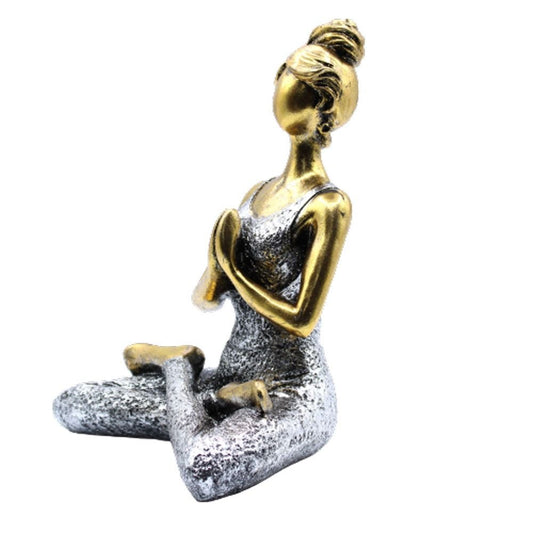 Yoga Lady Figure – Bronze & Silver 24 cm — sculptures & statues, image 1 of 5.