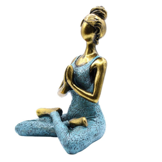 Yoga Lady Figure – Bronze & Turquoise 24 cm — sculptures & statues, image 1 of 5.