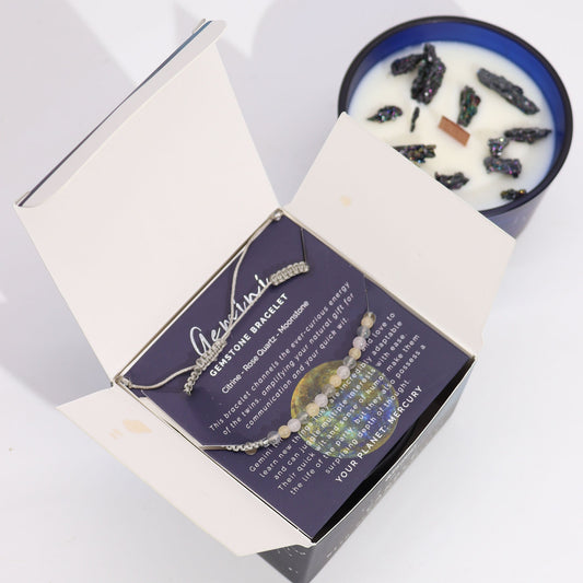 Zodiac Crystal Candle with Gemstone Bracelet - Gemini - Luna Panther alternate view